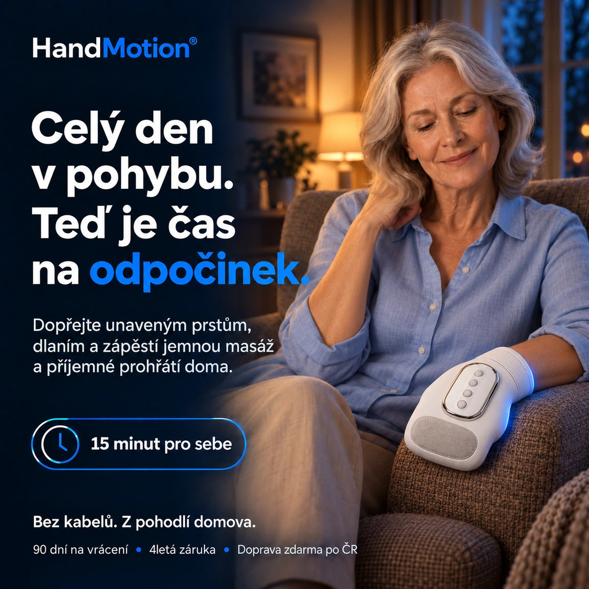HandMotion na levé ruce – pevný tvar přístroje, 90 dní na vrácení a 4letá záruka